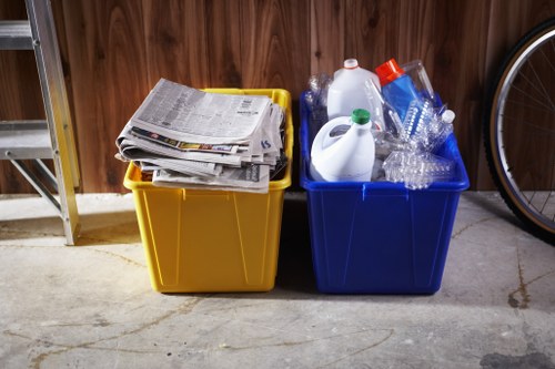 Various types of waste bins for different rubbish categories