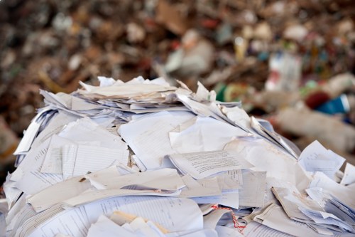 Variety of waste materials sorted for clearance