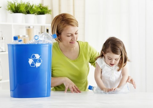 Different types of waste bins for recycling in Central London